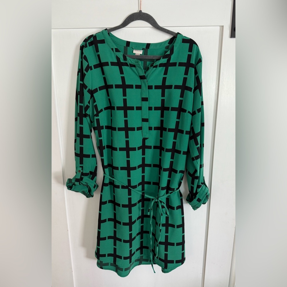 MERONA Green and Black Cross Pattern Dress  Size XXL